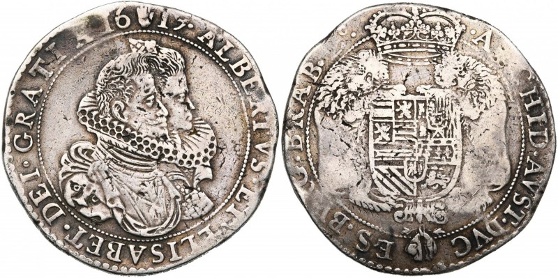 BRABANT, Duché, Albert et Isabelle (1598-1621), AR ducaton, 1619, Anvers. D/ B. ...