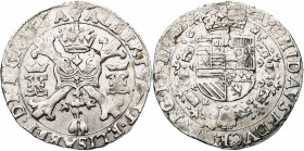BRABANT, Duché, Albert et Isabelle (1598-1621), AR demi-patagon, s.d. (1612-1621), Anvers. D/ Croix de Bourgogne sous une couronne, portant le bijou d...