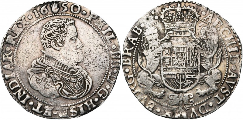 BRABANT, Duché, Philippe IV (1621-1665), AR ducaton, 1650, Anvers. Deuxième type...