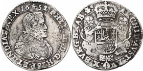 BRABANT, Duché, Philippe IV (1621-1665), AR ducaton, 1652, Bruxelles. Deuxième type. D/ B. dr. et cuir. à d. R/ Ecu couronné, tenu par deux lions. En ...