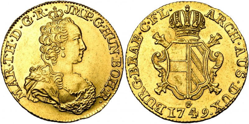 BRABANT, Duché, Marie-Thérèse (1740-1780), AV double souverain, 1749, Anvers. Pr...