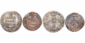 CAMBRAI, Archevêché, Louis de Berlaymont (1570-1596), lot de 2 p.: 1/16 daller 1572, 2 deniers s.d. (traces de corrosion). Robert 177, 1; 184, 1.
Trè...