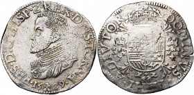 TOURNAI, Seigneurie, Philippe II (1555-1598), AR écu Philippe, 1589. D/ B. cuir. à g. R/ Ecu couronné avec écusson de Portugal en surtout sur une croi...