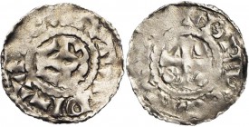 VLAANDEREN, Graafschap, Arnulf II (964-989) of Boudewijn IV (989-1036), AR denarius, Brugge. Immobilisatie van de denarius van Karel de Eenvoudige. Vz...