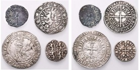 VLAANDEREN, Graafschap, lot van 4 st.: Lodewijk van Nevers (1322-1346), mijt, Aalst; Lodewijk van Male (1346-1384), groot met de leeuw, dubbele groot ...