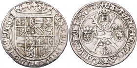 VLAANDEREN, Graafschap, Philips de Schone (1482-1506), AR Spaanse reaal, 1505, Brugge. Vz/ Gekroond wapenschild van Spanje-Oostenrijk-Bourgondië. Kz/ ...