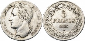 BELGIQUE, Royaume, Léopold Ier (1831-1865), AR 5 francs, 1835. Pos. A. Bogaert 122A. Nettoyé.
Beau à Très Beau