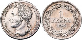 BELGIQUE, Royaume, Léopold Ier (1831-1865), AR 1 franc, 1834. Dupriez 92.
presque Superbe