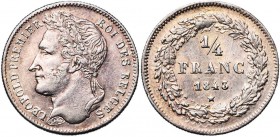 BELGIQUE, Royaume, Léopold Ier (1831-1865), AR 1/4 de franc, 1843. Dupriez 204. Rare.
Très Beau à Superbe