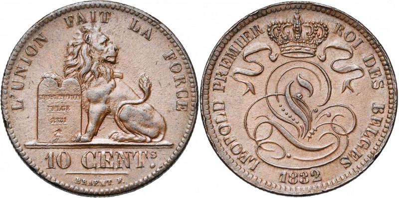 BELGIQUE, Royaume, Léopold Ier (1831-1865), Cu 10 centimes, 1832. BRAEMT F. avec...