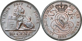 BELGIQUE, Royaume, Léopold Ier (1831-1865), Cu 10 centimes, 1833. BRAEMT F. avec point. Bogaert 43A.
presque Superbe