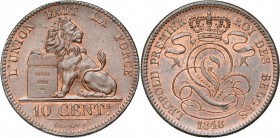 BELGIQUE, Royaume, Léopold Ier (1831-1865), Cu 10 centimes, 1848. BRAEMT F sans point. Bogaert 386B. Rare.
presque Fleur de Coin
