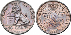 BELGIQUE, Royaume, Léopold Ier (1831-1865), Cu 10 centimes, 1848 sur 1838. BRAEMT F. avec point. Bogaert 386C. Petits coups. Brisure du coin au revers...