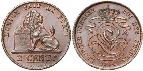 BELGIQUE, Royaume, Léopold Ier (1831-1865), Cu 2 centimes, 1844. BRAEMT F. avec point. Bogaert 218A.
Superbe