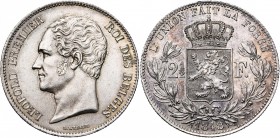 BELGIQUE, Royaume, Léopold Ier (1831-1865), AR 2 1/2 francs, 1848. Petite tête. Dupriez 382. Petits coups sur la tranche.
presque Superbe