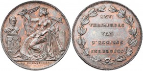 BELGIQUE, Royaume, Léopold Ier (1831-1865), Cu module de 5 centimes, 1856NL. Verjaerdag van inhulding (sic). Cuivre. Dupriez 585.
Superbe à Fleur de ...