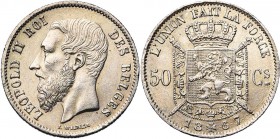 BELGIQUE, Royaume, Léopold II (1865-1909), AR 50 centimes, 1867. Dupriez 1087. Rare.
presque Superbe