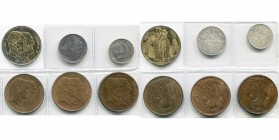 BELGIQUE, Royaume, Léopold II (1865-1909), lot de 6 p. commémorant le cinquantenaire de l''indépendance en 1880: 5 francs (10 rayons, a été dorée), 2 ...