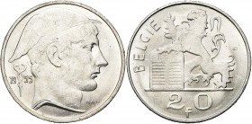 BELGIQUE, Royaume, Baudouin (1951-1993), AR 20 frank, 1955NL. Bogaert 3003. Rare.
Superbe à Fleur de Coin