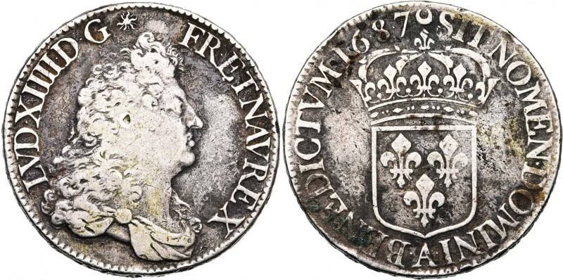 FRANCE, Royaume, Louis XIV (1643-1715), AR écu à la perruque (écu blanc), 1687A,...