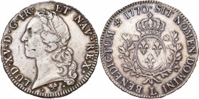 FRANCE, Royaume, Louis XV (1715-1774), AR écu au bandeau, 1770L, Bayonne. D/ T. à g., ceinte d''un bandeau. R/ Ecu de France couronné, entre deux rame...