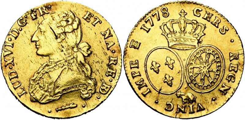 FRANCE, Royaume, Louis XVI (1774-1793), AV double louis d''or de Béarn aux lunet...
