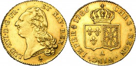 FRANCE, Royaume, Louis XVI (1774-1793), AV double louis d''or à la tête nue, 1786A, Paris. D/ T. nue à g., les cheveux longs. R/ Ecus accolés de Franc...