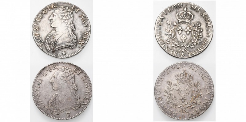 FRANCE, Royaume, Louis XVI (1774-1793), lot de 2 p.: écu aux rameaux d''olivier,...