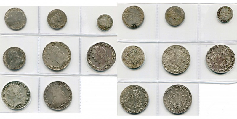 FRANCE, Royaume, lot de 8 p.: Louis XIV, demi-écu à la mèche longue, 1651L, Bayo...