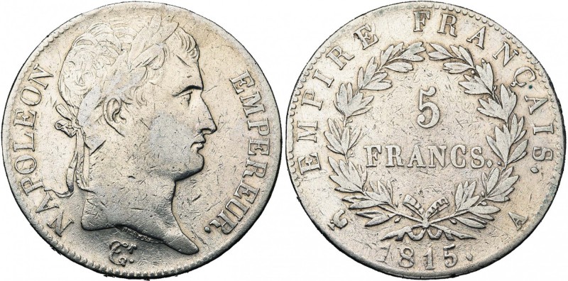 FRANCE, Napoléon Ier, période des Cent-Jours (1815), AR 5 francs, 1815A, Paris. ...