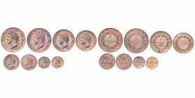 FRANCE, Louis-Philippe (1830-1848), série de 8 essais: 1 décime s.d. (1840), 5 centimes s.d. (1840), 2 centimes 1842, 1 centime s.d. (1843-1846). Refo...