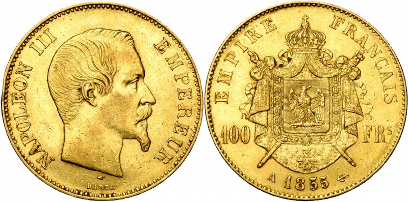 FRANCE, Napoléon III (1852-1870), AV 100 francs, 1855A, Paris. Gad. 1135; Fr. 56...