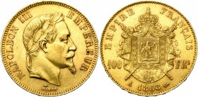 FRANCE, Napoléon III (1852-1870), AV 100 francs, 1868A, Paris. 2.315 p. frappées. Gad. 1136; Fr. 580.
Très Beau à Superbe