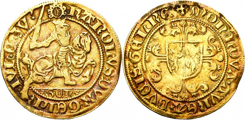 NEDERLAND, GELDERLAND, Hertogdom, Karel van Egmond (1492-1538), AV rijder goudgu...