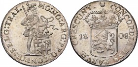 NEDERLAND, Koninkrijk Holland, Lodewijk Napoleon (1806-1810), AR zilveren dukaat (rijksdaalder), 1808, Utrecht. Vz/ Staande ridder r. met zwaard en pr...