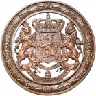 NEDERLAND, Koninkrijk, eenzijdig medaillon met wapen van het Koninkrijk. AE, 129 mm.
Prachtig