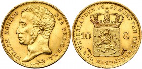 NEDERLAND, Koninkrijk, Willem I (1815-1840), AV 10 gulden, 1837. Sch. 187. Licht gereinigd.
Zeer Fraai à Prachtig