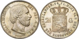 NEDERLAND, Koninkrijk, Willem III (1849-1890), AR 2 1/2 gulden, 1871. Sch. 597; Dav. 236. Mooie patina.
Prachtig à Fleur de Coin