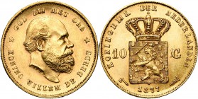 NEDERLAND, Koninkrijk, Willem III (1849-1890), AV 10 gulden, 1877. Sch. 551; Fr. 342.
Zeer Fraai à Prachtig