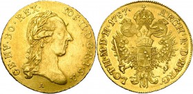 SAINT EMPIRE, Joseph II (1765-1790), AV ducat, 1787A, Vienne. D/ T. l. à d. R/ Aigle impériale couronnée. Her. 29; Jaeckel 21; Fr. 299. Léger défaut d...