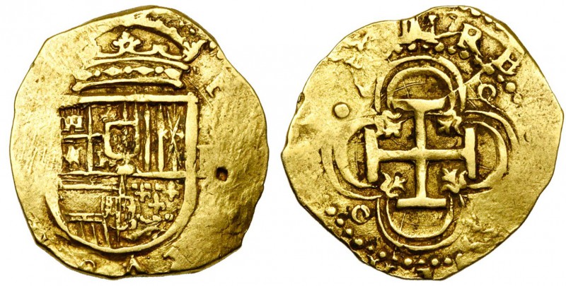 ESPAGNE, Philippe III (1598-1621), AV 2 escudos, Séville. D/ Ecu couronné entre ...