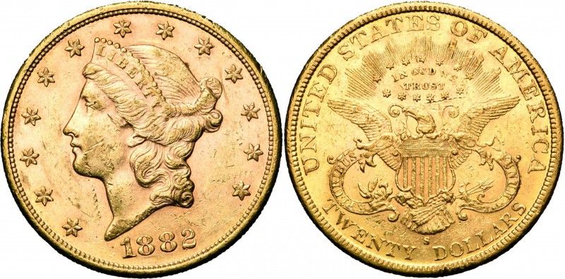 ETATS-UNIS, AV 20 dollars, 1882S. Fr. 178. Petits coups.
Très Beau à Superbe