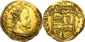 ITALIE, MILAN, Philippe II d''Espagne (1554-1598), AV doppia, 1589. D/ B. r. et dr. à d. Date à l''exergue. R/ MEDIOL-ANI DVX Ecu couronné, écartelé d...