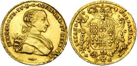 ITALIE, NAPLES, Ferdinand IV, 1er règne (1759-1799), AV 6 ducati, 1767DG. D/ B. dr. à d. R/ Ecu orné et couronné. P.& R. 10; Fr. 846. 8,80g Petit écla...