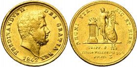 ITALIE, NAPLES et SICILE, Ferdinand II (1830-1859), AV 3 ducati, 1842. 5e type. 5024 p. frappées. P. & R. 45; Fr. 869. Rare.
Très Beau
