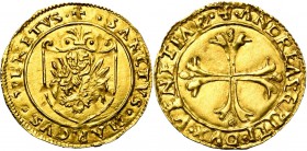 ITALIE, VENISE, Andrea Gritti (1523-1539), AV scudo d''oro, s.d. D/ Croix feuillue, les bras terminés par des pommes de pin. R/ Ecu au lion de saint M...