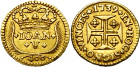 PORTUGAL, Joao V (1706-1750), AR cruzado novo (400 reis), 1739. D/ IOAN/ V entre deux palmes, sous une couronne. R/ Croix cantonnée de quatre fleurons...