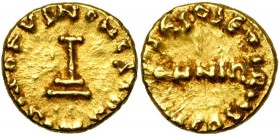 ARAB-BYZANTINE, AV 1/3 dinar (tremissis), n.d. (ca. AH 85-95), no mint (al-Qayrawan). Walker B9; Lav. 98 (obv.)/104 (rev.). 1,37g.
This is one of the...