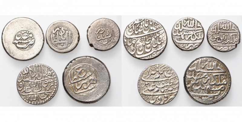 IRAN, AFSHARID lot of 5 silver pcs: Nadir Shah, Mashhad, rupi & 6-shahi; Nadir S...