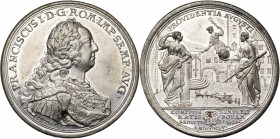SAINT EMPIRE, Etain médaille, 1745, Oexlein. Réunion de la Diète d''Empire à Ratisbonne le 29 novembre 1745. D/ B. l., dr. et cuir. de François Ier à ...